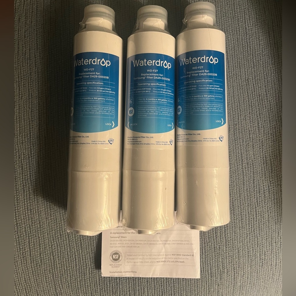 Waterdrop WD-F27 Water Fridge Filters 3 Pack! New SEALED